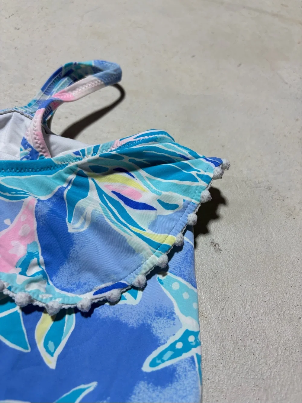 Lilly Pulitzer blue Floral One-Shoulder Swim Suit 8